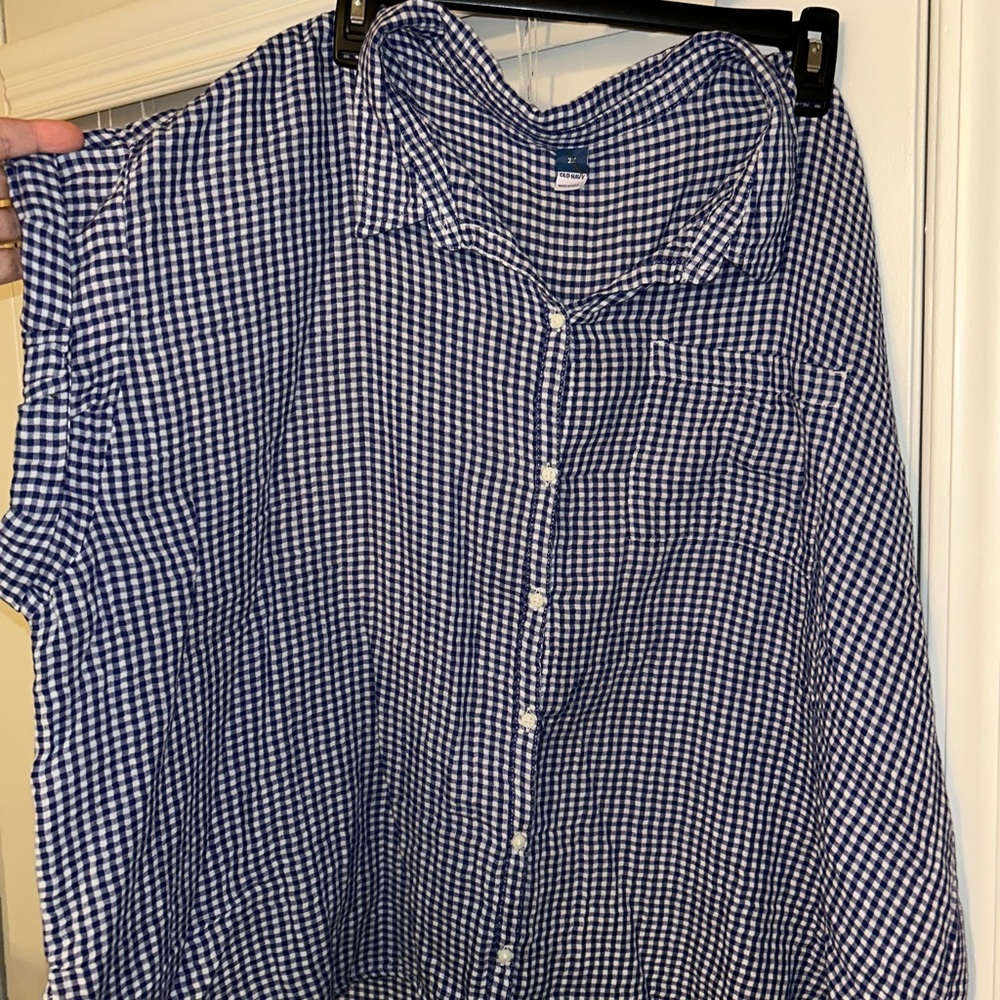 Old Navy Blue and White Gingham Shirt